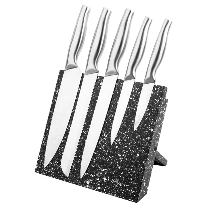 Set di coltelli da cucina in acciaio inossidabile della maniglia vuota degli utensili da cucina 6 pezzi con il blocco del coltello 