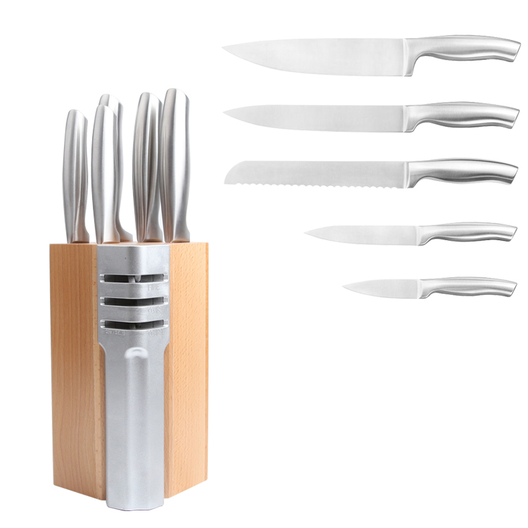 Nuovo Disegno 6 Pz Piccola Dimensione Multifunzionale Coltello Set Coltello Da Cucina Set Con Supporto In Legno 