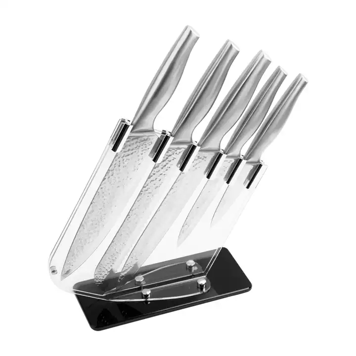 Set di coltelli da cucina in acciaio inossidabile della maniglia vuota degli utensili da cucina 6 pezzi con il blocco del coltello 