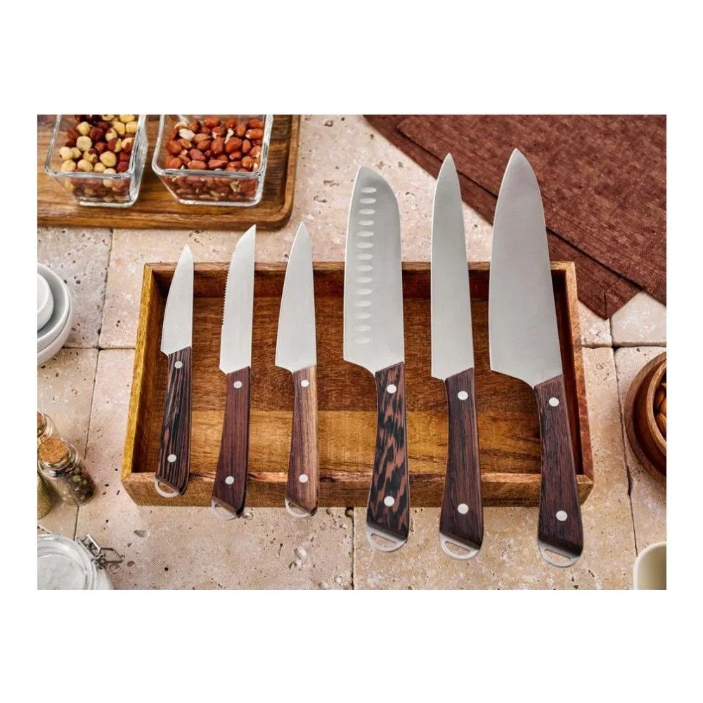 Set di coltelli da cucina con blocco di legno 7pcs Wenge Coltello della maniglia di legno con taglierina del coltello in acciaio 