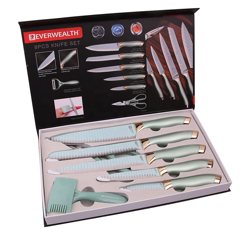 OEM/ODM Acciaio Inossidabile Rivestimento Colorato Coltello Da Cucina Set Con Manico In Plastica 