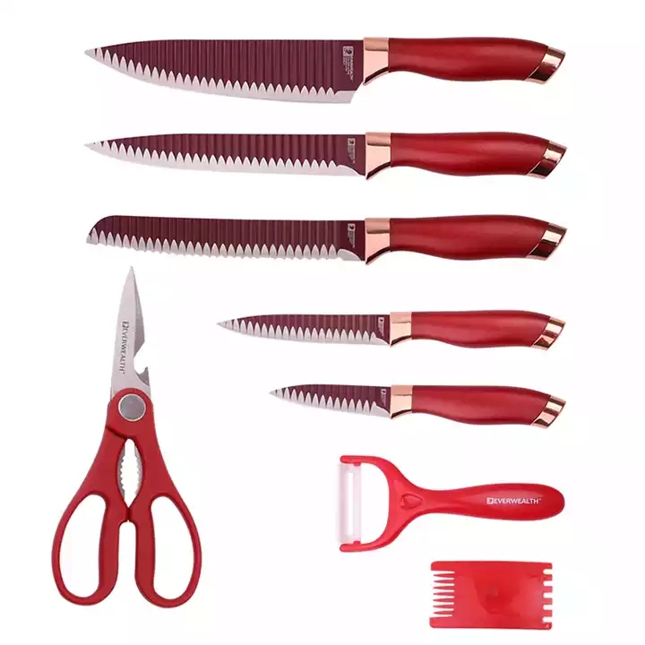 Top Attraente Vendita Calda 8 Pz Coltello Da Cucina Set Colore Rosso Con Scatola Regalo 