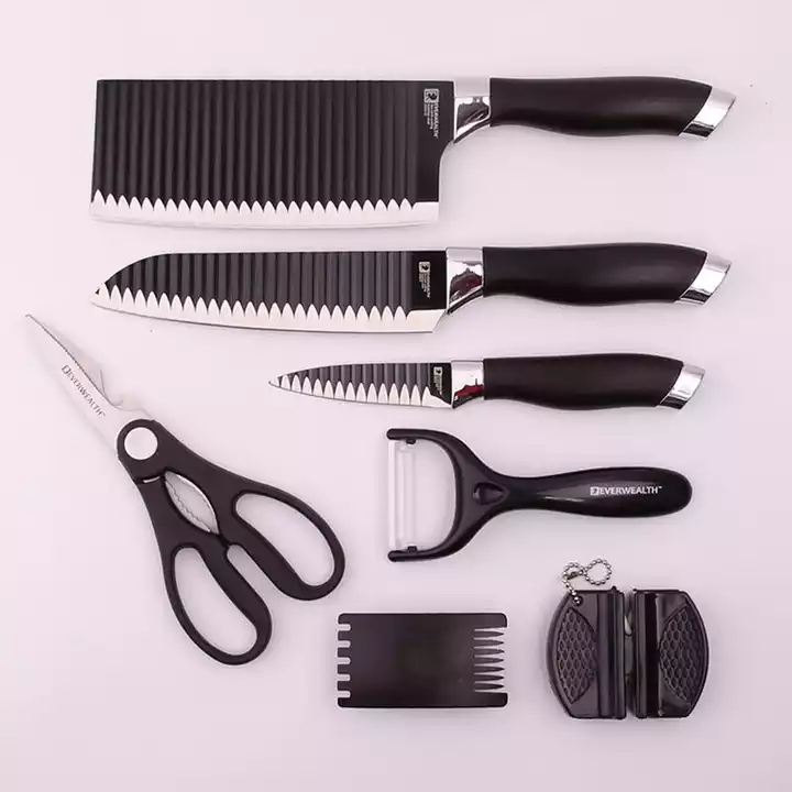 Set di 7 Pz Embossed Antiaderente Coltello Da Cucina Set Con Forbici 