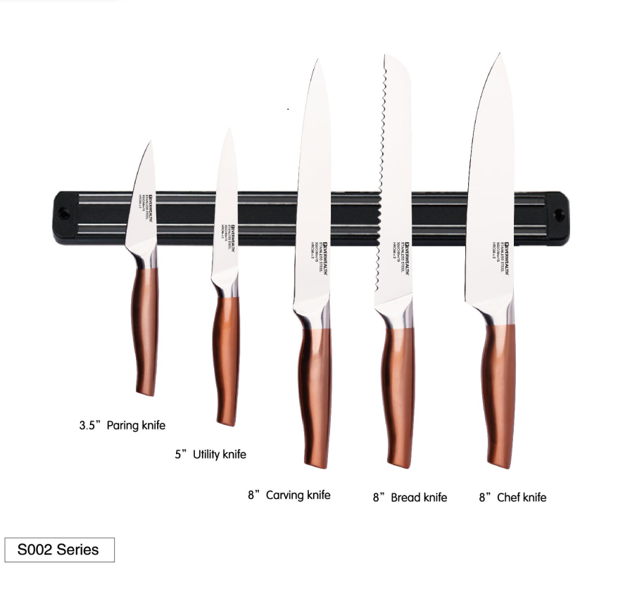 Buona Qualità Manico Vuoto Chef Coltello Set 6 pz Coltello Da Cucina Set Con Plastica Nera Magnetica Coltello Holder 