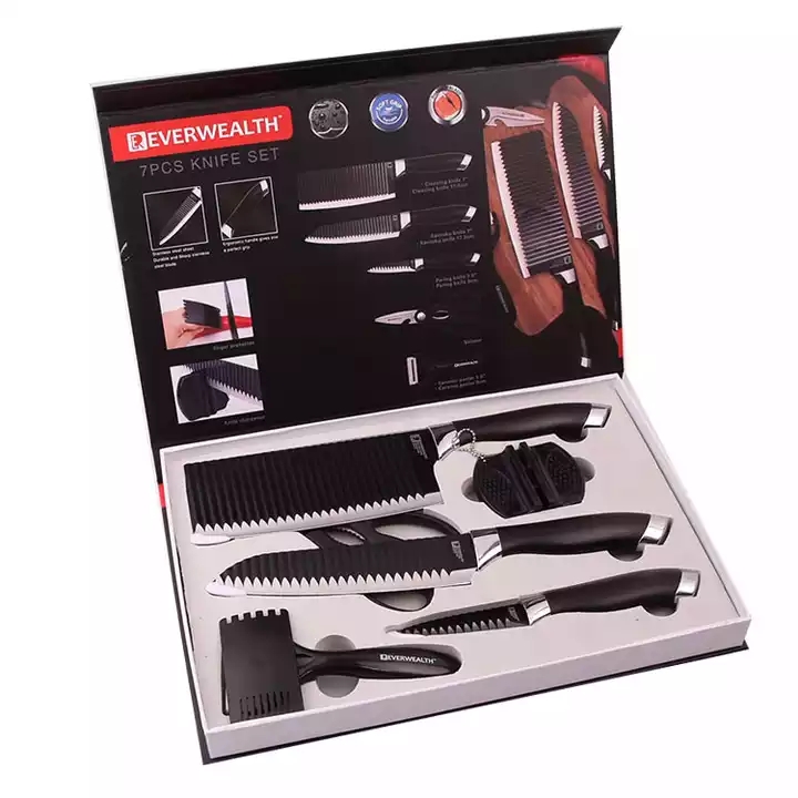 Set di 7 Pz Embossed Antiaderente Coltello Da Cucina Set Con Forbici 