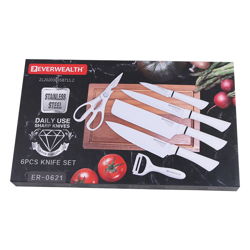 Nuovo disegno 6 pezzi antiaderente rivestimento in acciaio inossidabile Coltello Set da cucina Coltello Set 