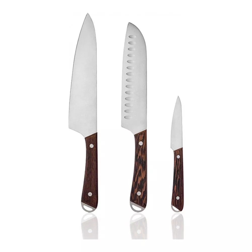 Set di coltelli da cucina con blocco di legno 7pcs Wenge Coltello della maniglia di legno con taglierina del coltello in acciaio 