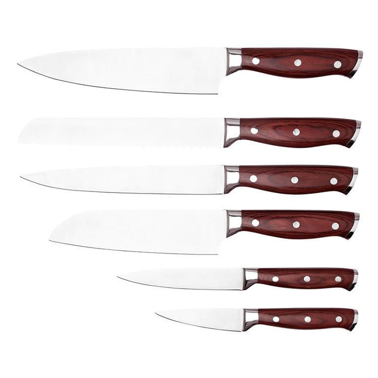 8 pollici ad alto tenore di carbonio tedesco in acciaio inossidabile Pakka Wood Kitchen Chef Knife Set 